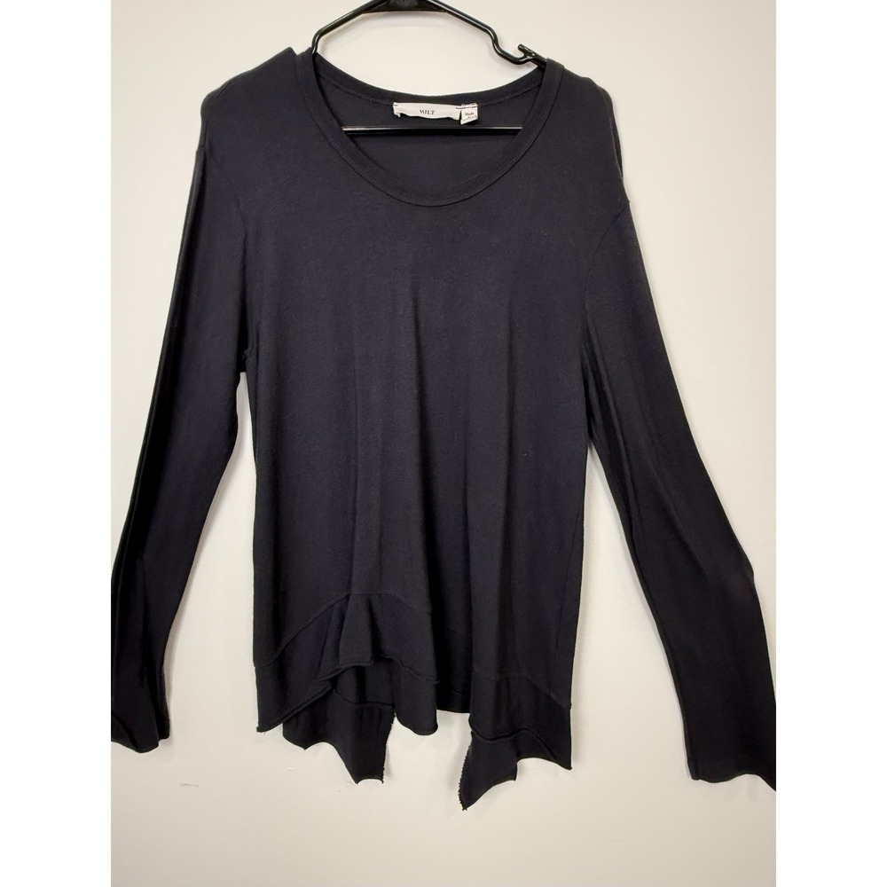 Wilt Shirt Womens Large Black Long Sleeve Tunic‎ 100% Cotton Made USA Casual